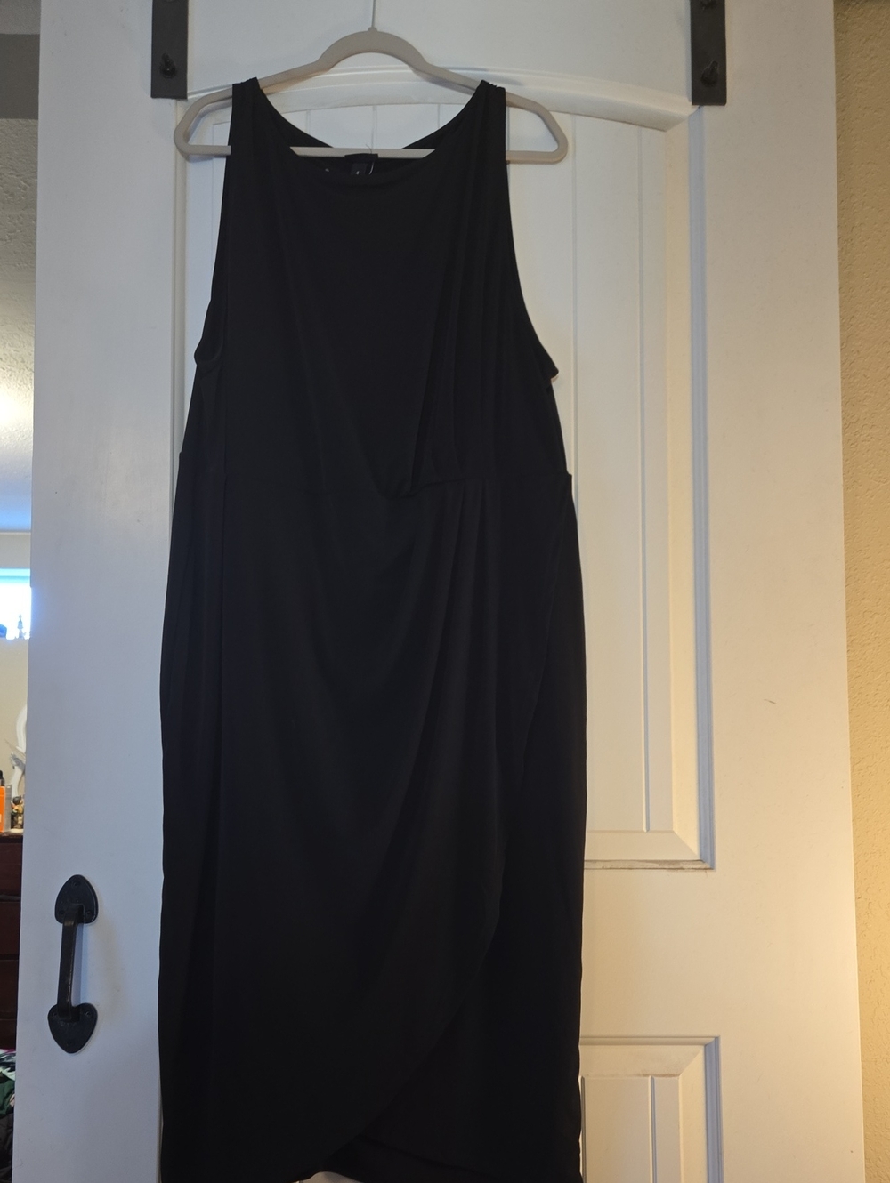 torrid Black Sleeveless Draped Midi Dress with Boat Neck